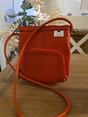 Tignanello Bright Orange Leather Crossbody